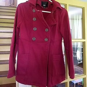 Red cotton pea coat.